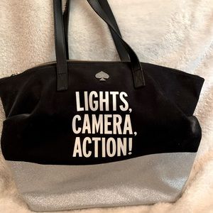 Kate Spade LIGHTS CAMERA ACTION glitter tote